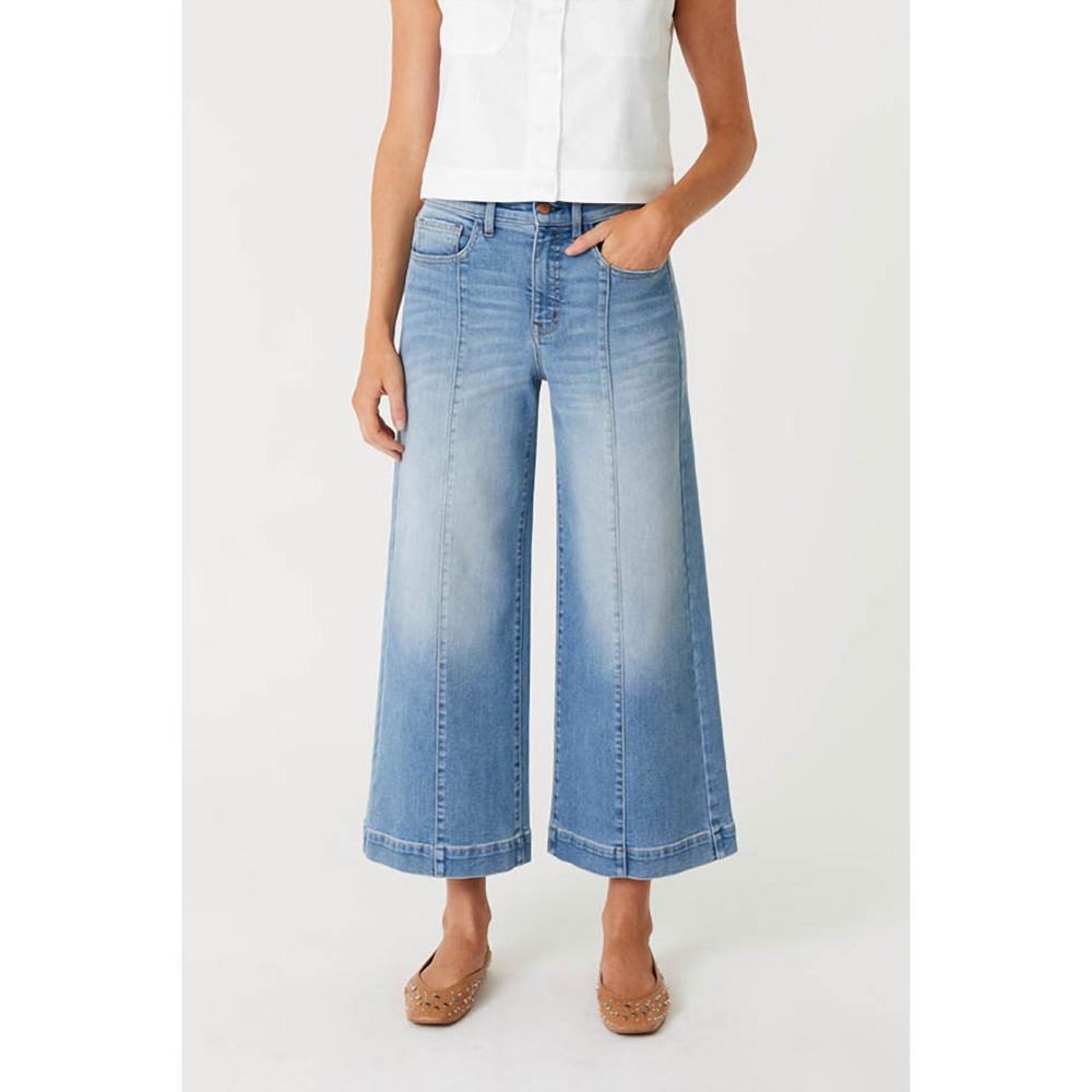 NEW LEVEL99 jansen pintuck crop wide leg jean in light sky